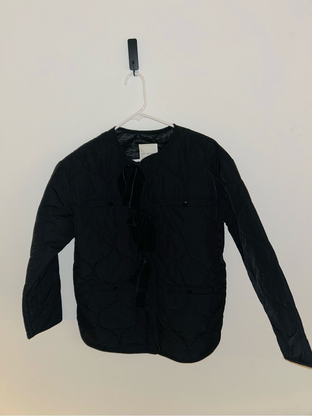 Avec Les Filles Black Quilted Bow Liner Jacket Anthropologie